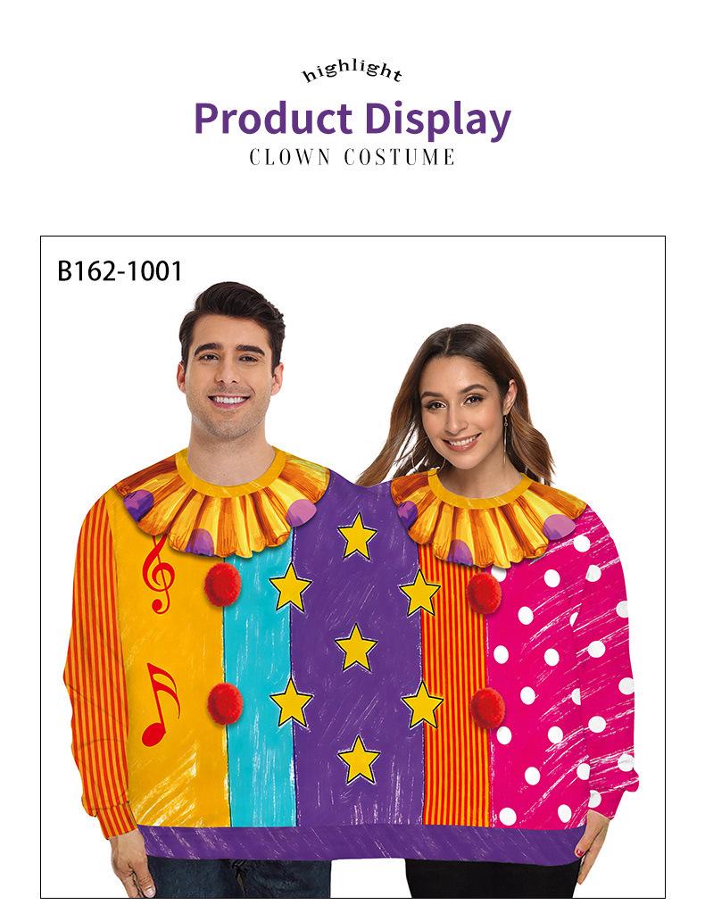 Creative Double Clown Costume Couple Hoodie for Halloween Party