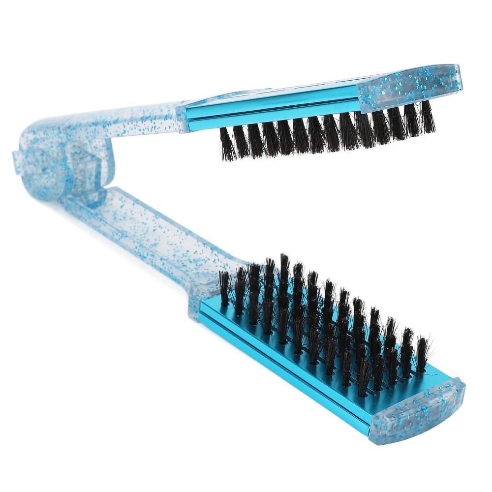 Multifunction Hair Straightener Clamp Brush Blue Hair Straightening Splint Comb Salon Use
