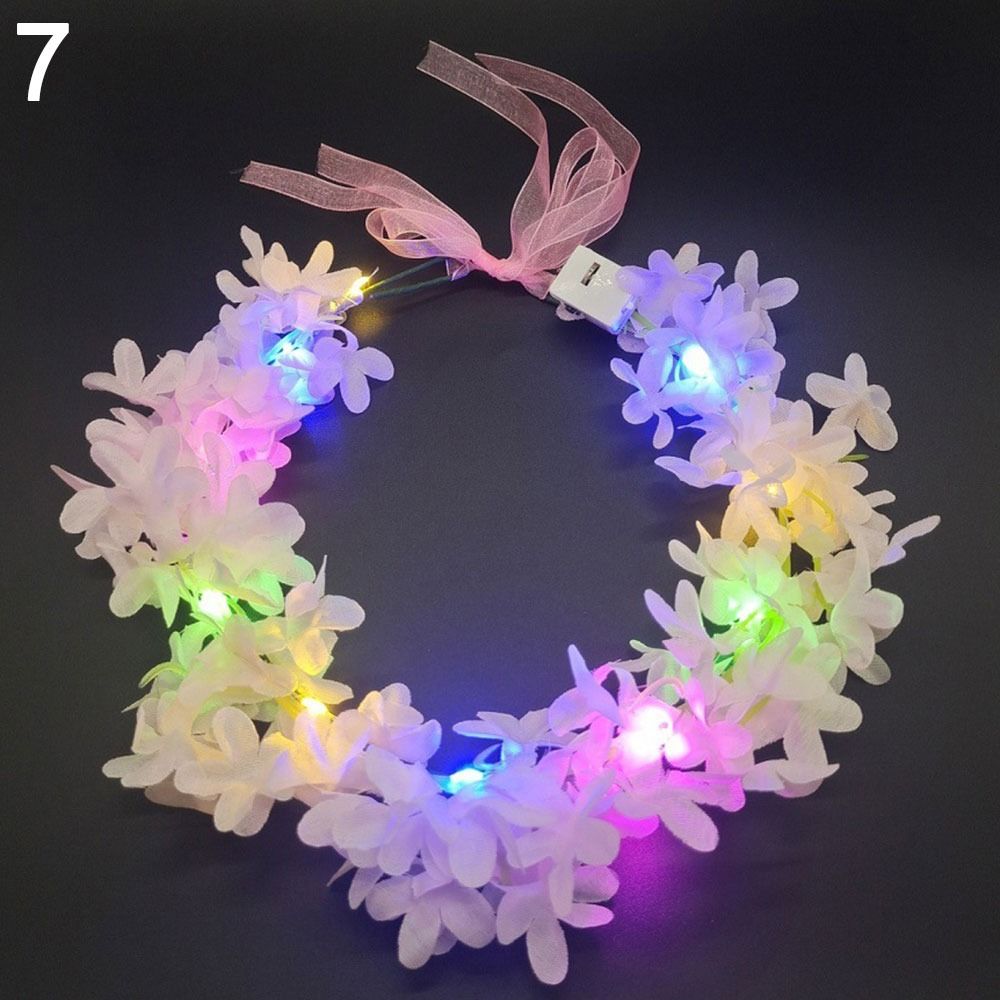 Women Girls Halloween Crown Flower Christmas Party Decoration Glowing LED Wreath Light Up Headband