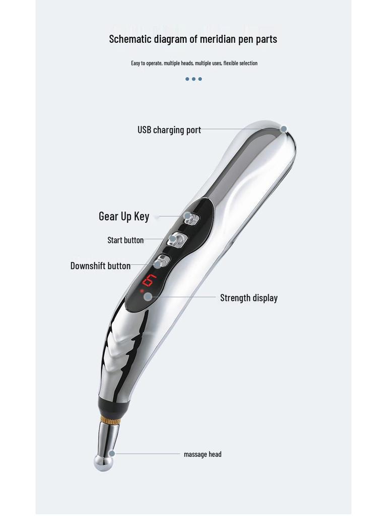 Перезаряжаемая умная массажная ручка для акупунктурных точек - Мини электрический акупрессурный стик
