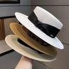 New Hat Women's French Retro Flat Top Top Hat Summer Outdoor Travel Seaside Sunshade Sun Protection Straw Hat