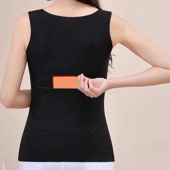Women Thermal Tank Top Square Neck Sleeveless Warm Camisole Top with Front And Back Pockets Winter Double Layer Basic Undershirts