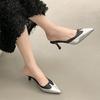 Fashion New Style Fashion Designer Transparent Baotou Roman Sandal Super High Heel Fashion Pointed Toe Light Mouth Color Block Flip Flop