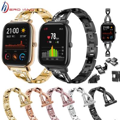 20 мм для ремешка Huami Amazfit GTS металлический женский браслет для умных часов Garmin forerunner 245 со стразами аксессуары ремешок