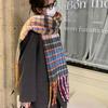 Autumn and Winter Rainbow Plaid Imitation Cashmere Scarf Female Student Couple Mohair Warm Scarf Long Shawl