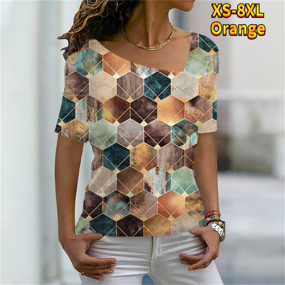 Женская футболка с рисунком, графический принт, V-образный вырез, базовые топы, футболка с коротким рукавом, XS-8XL/3D-печать