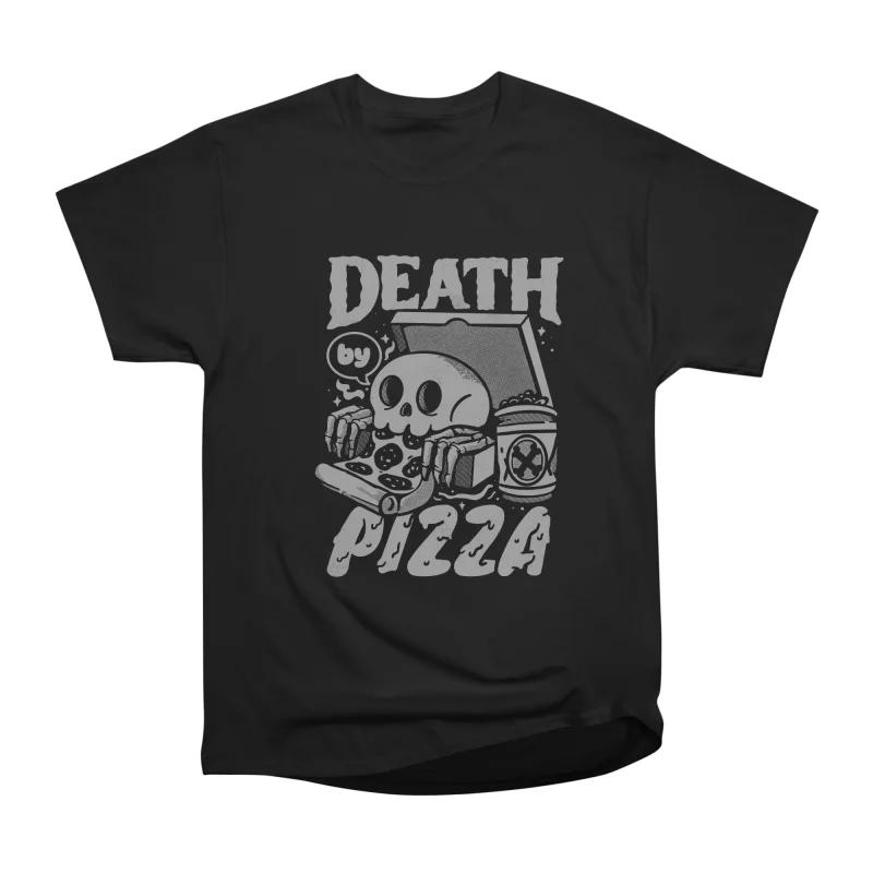 Мужские повседневные рубашки с коротким рукавом DEATH BY PIZZA Черные футболки Оверсайз футболки