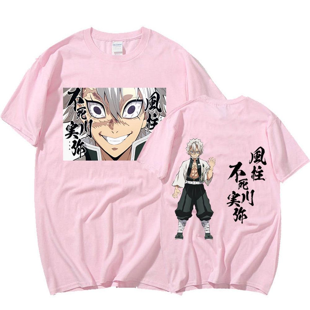 Anime Demon Slayer Shinazugawa Sanemi Cartoon Printed T-Shirt Manga Kimetsu No Yaiba Short Sleeves T Shirt Casual Cotton Tee Shirts Unisex Streetwear