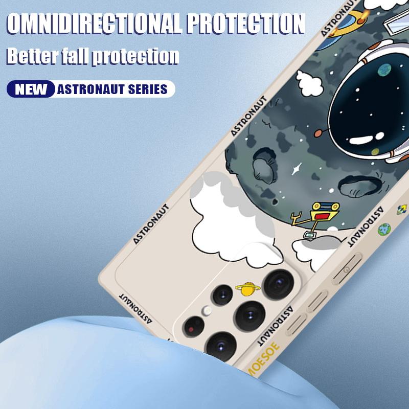 Чехол из жидкого силикона серии Astronaut для Samsung S25 S24 FE S23 Ultra S22 S21 Plus A56 A36 A16 A55 A15 A35 A54 A14 A32 5G с защитой от падения с высоты