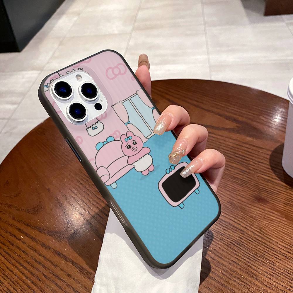 Cute Opanchu U-Usagi Cute For IPhone 17 16 15 11 12 13 14 Pro Max Plus Pro Corrugated Translucent Back Phone Cover