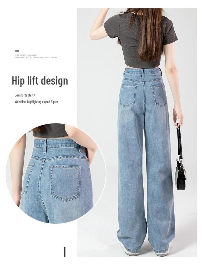Petite High Waist Wide Leg Jeans - Slimming, Versatile, Floor-Length Korean Style for Women Plus Size