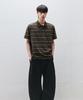 DRAW FIT Striped Broad Pique Half T-Shirt [Dark Brown]