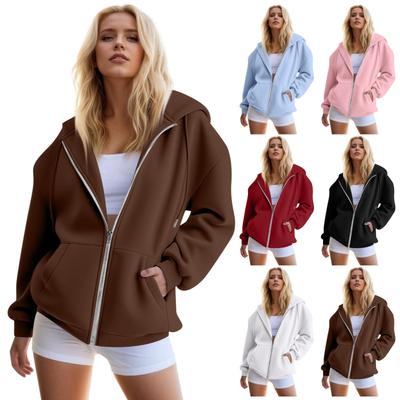 Женские худи на молнии, оверсайз толстовки, осенние модные наряды, повседневные куртки