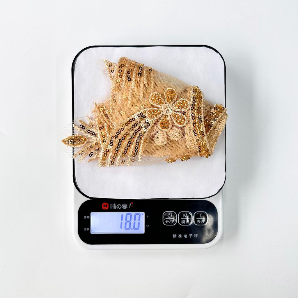 Gold Handmade Beads Three-Dimensional Flower Embroidery Applique Evening Dress Performance Dress Neckline Decoration Front Collar Cloth Sticker