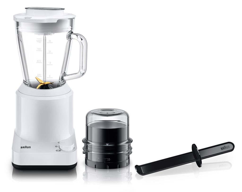 Braun Blender Power Blend 1 JB1168WH High Power Smoothie Soup Smooth Crushed Ice Ice Mill Grinder Coffee Beans Spice 2 Speed Speed Pulse Operation