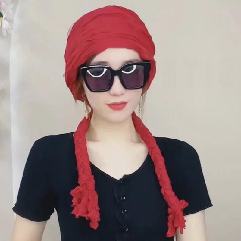 Hand-Woven Braided Headscarf for Girls - Fashionable Autumn/Winter Neck Collar & Headband