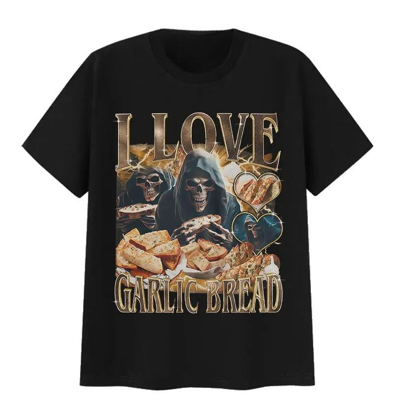 Funny Lover Gothic Garlic Meme Graphic Printed T Shirt Unisexs Clothing Vintage Skeleton 2026 Summer TShirt Streetwear Clothes