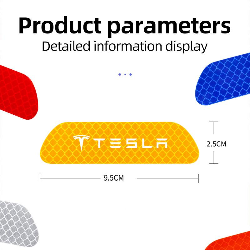 4Pcs Car Door Stickers Safety Warning Reflective Mark Decal For Tesla Model Y Model 3 Model S Model X Cybertruck Roadster SpaceX