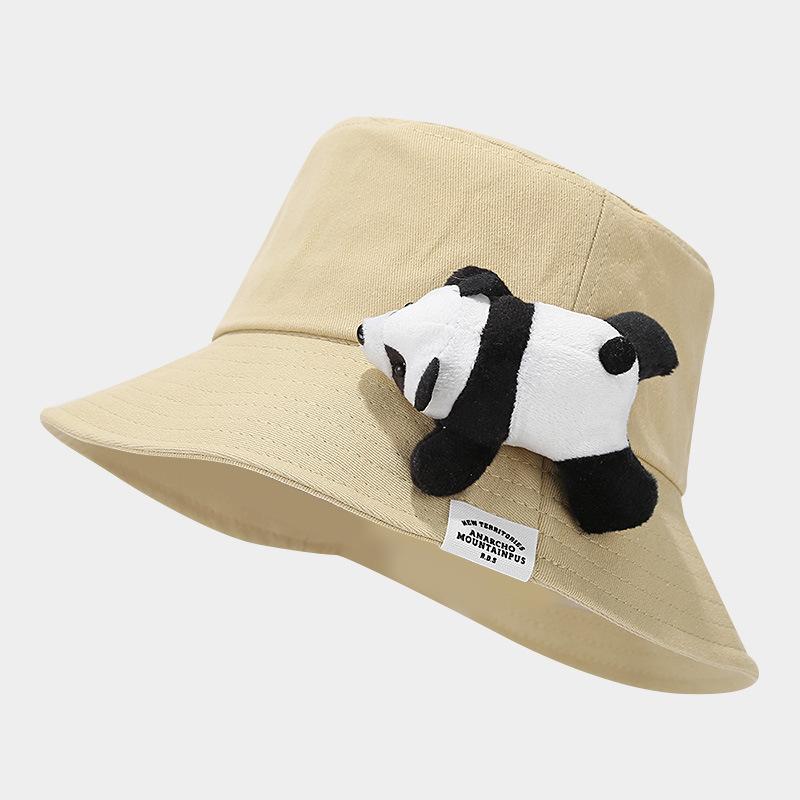 Cute Cartoon Panda Print Plush Cotton Travel Bucket Hat Japanese Designer Korean College Style Unisex