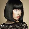 Women Boboo Wigs with Bangs Natural Look High Temperature Silk Short Hairpiece Long-Lasting Wear Fashion Fluffy Black/Brown Wig Headgear Hair Product