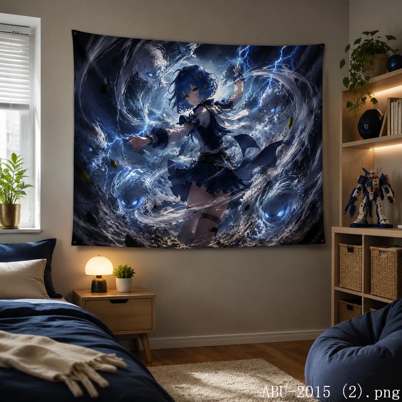 Starry Sky Moon Anime Warrior Aesthetic Tapestry Cool Fantasy Galaxy Cartoon Wall Hanging Bedroom Dormitory Home Decor