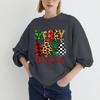 Women's Padded Round Neck Long Sleeve Tops Christmas Cute  Print Sweatshirt