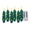 6 Pcs LED Flameless Tree Taper Candles with Remote 5.12" Real Wax Flickering Candles with 3D Flame Wick Battery