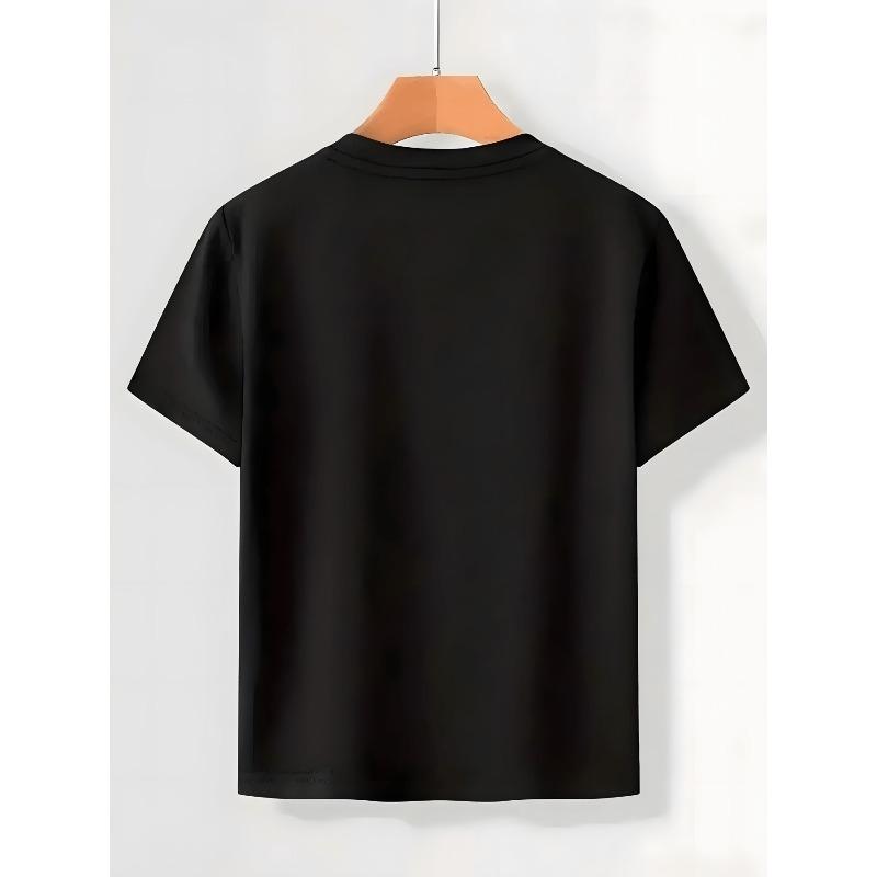 Kids Crewneck Short Sleeve T-Shirt, Fun Fishing & Cross Print Comfort Casual Tee