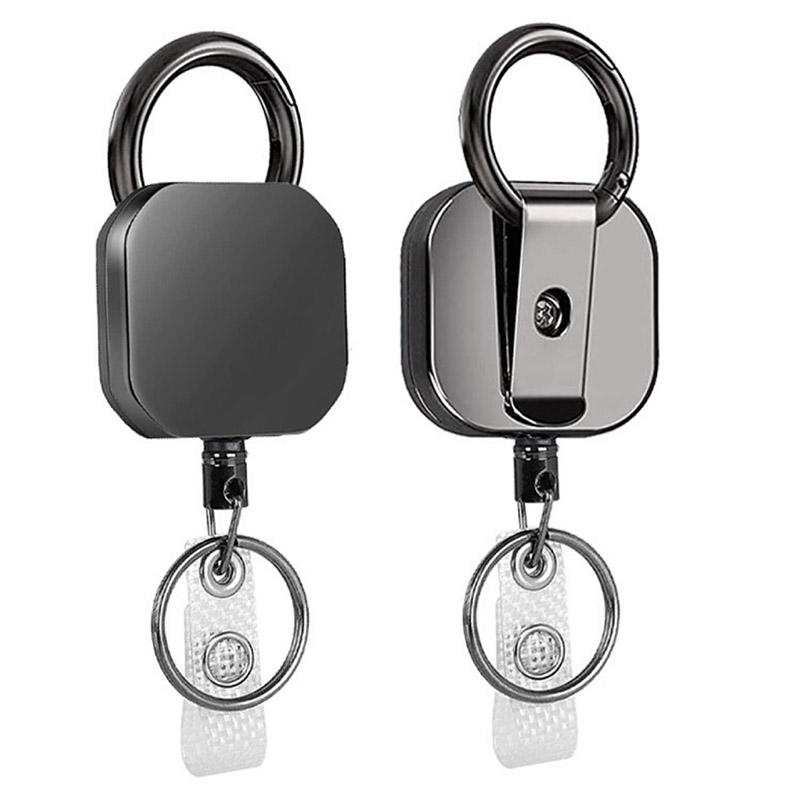 Выдвижные держатели для бейджей-брелоков, металлические, сверхпрочные, с карабином, клипсой для ремня и кольцом для ключей, для держателя имени и ID-карты