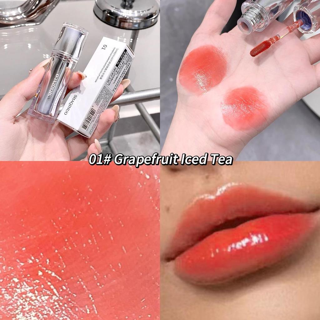 SHAQINUO Mirror Lip Glaze Juicy Clear & Natural Makeup Lip Tint Lip Gloss Long-lasting Moisturizing Glaze