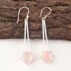 Oval Rose Quartz Stone 925 Sterling Silver Dangle Boho Hook New Earrings Jewelry EE-136-32