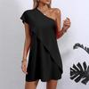 Женское темпераментное сексуальное платье с косыми плечами в летнем стиле без рукавов А-силуэта