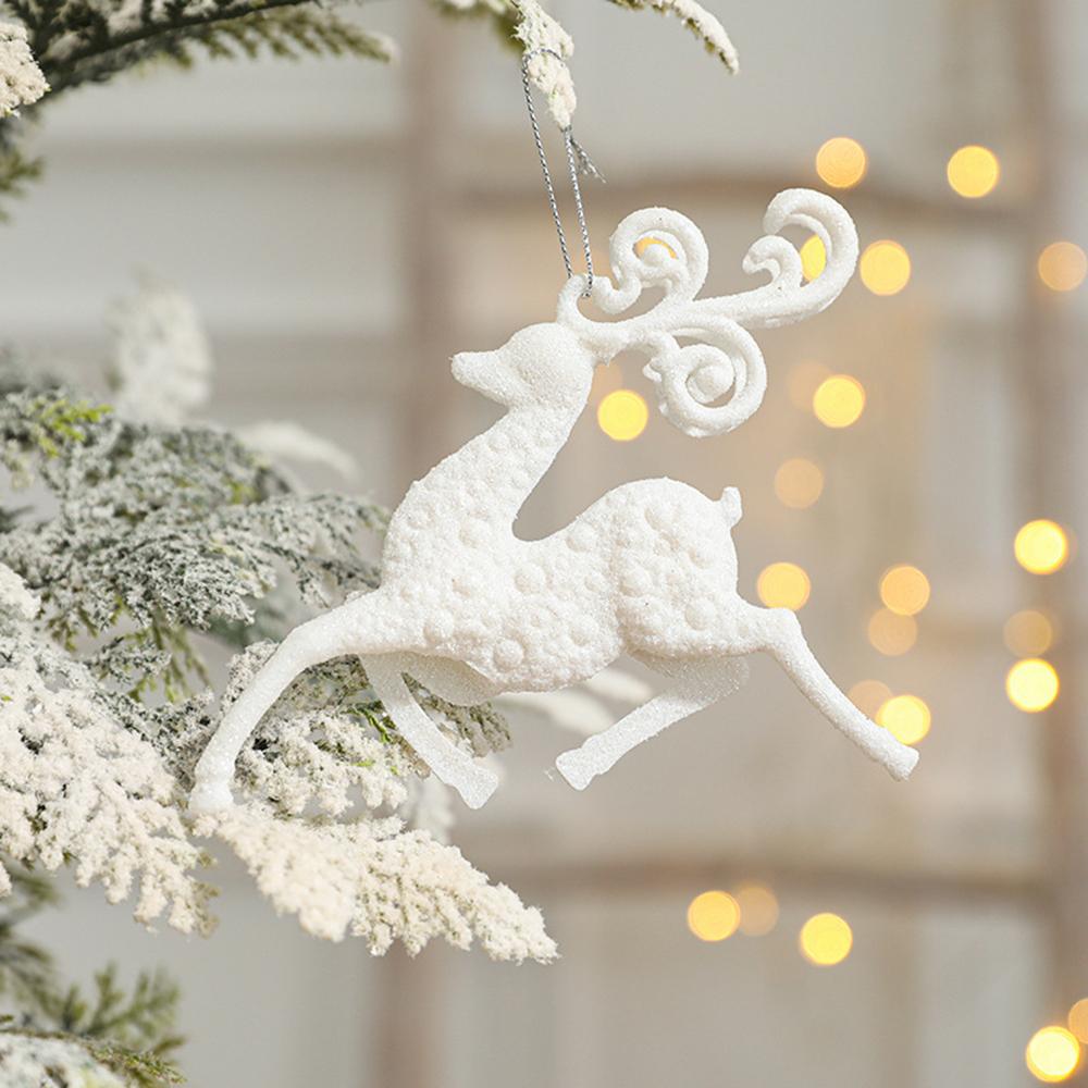 New Christmas Tree Decorations Pendant Xmas Tree White Elk Snowflake Ornaments Home Hanging Decoration 2025 New Year Party Decor