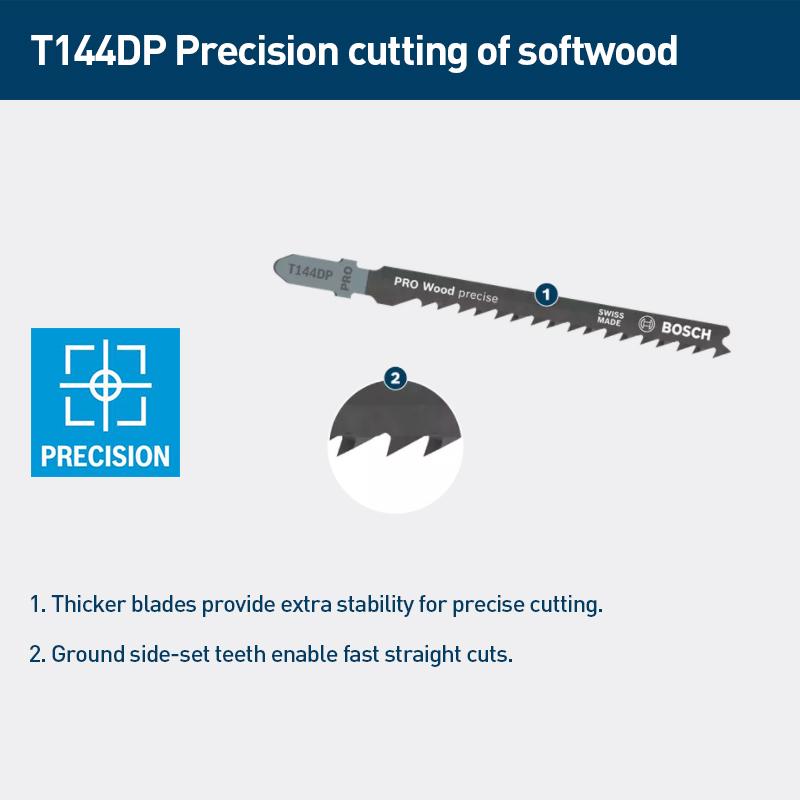 Bosch Профессиональное прецизионное полотно для лобзика по дереву T144DP 100мм