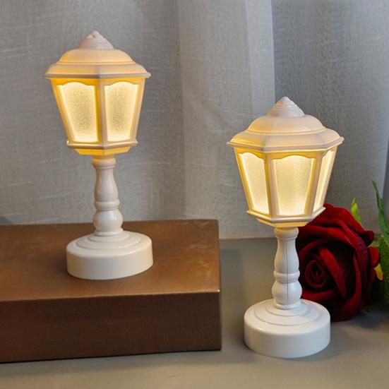 LED Night Light Soft Warm Glow Flicker Free Battery Powered Retro Style LED Table Lamp Bedside Light Decoration