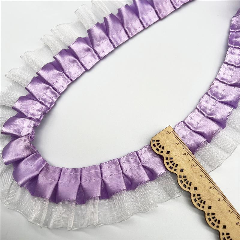 Элегантный и изысканный 4 см двойной складки прозрачный шифон кружево одежда подол одежда DIY аксессуары многоцветный кружевной тесьма ремесла изготовление лент