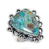 Кольцо из стерлингового серебра 925 пробы с натуральным драгоценным камнем хризоколла, размер 8 L7J83