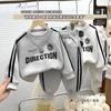 Детский осенне-зимний теплый спортивный пуловер из толстого бархата и спортивные штаны, комплект из двух предметов
