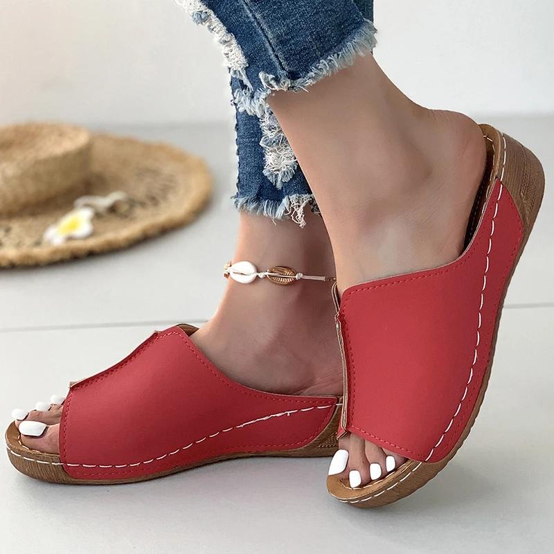 2024 New Sandals Women Outdoor Women Shoe Slip On Women's Shoes Wedge Sandals Ladies Non-Slip Female Footwear Slippers Women