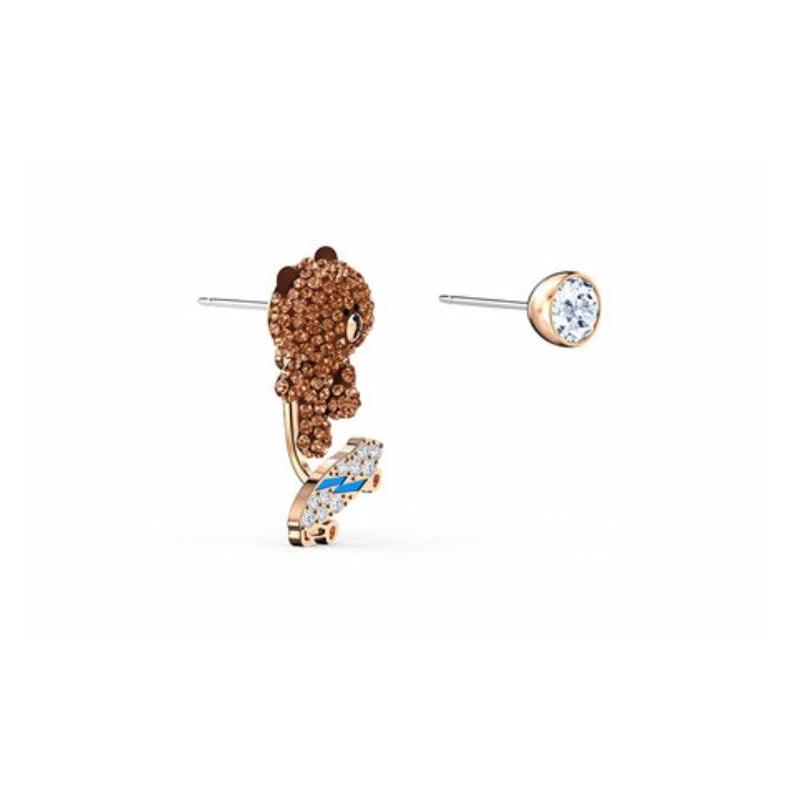 Swarovski Line Friends Vibrant Brown Bear Stud Earrings Women's Brown 5514438