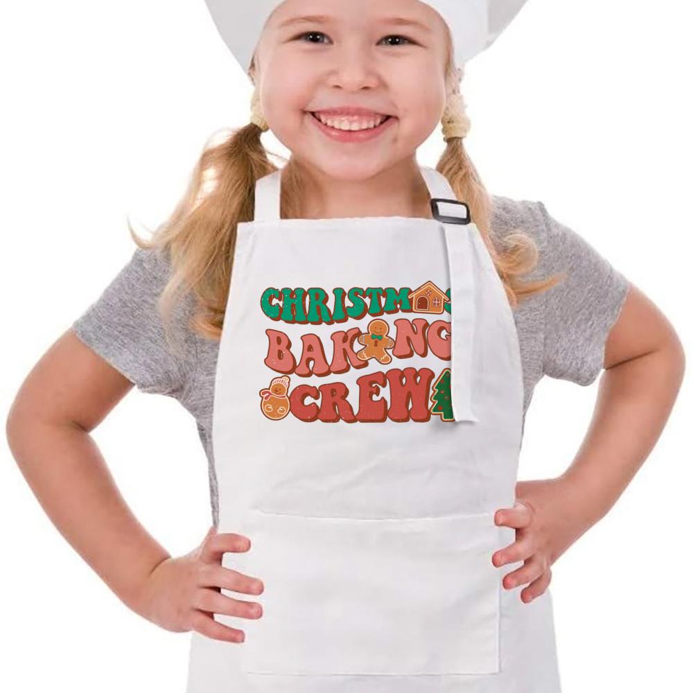 Рождественский фартук для выпечки, детский фартук для выпечки, мини-повар, подарок на Рождество, пряничный человечек, белый фартук для пекарей