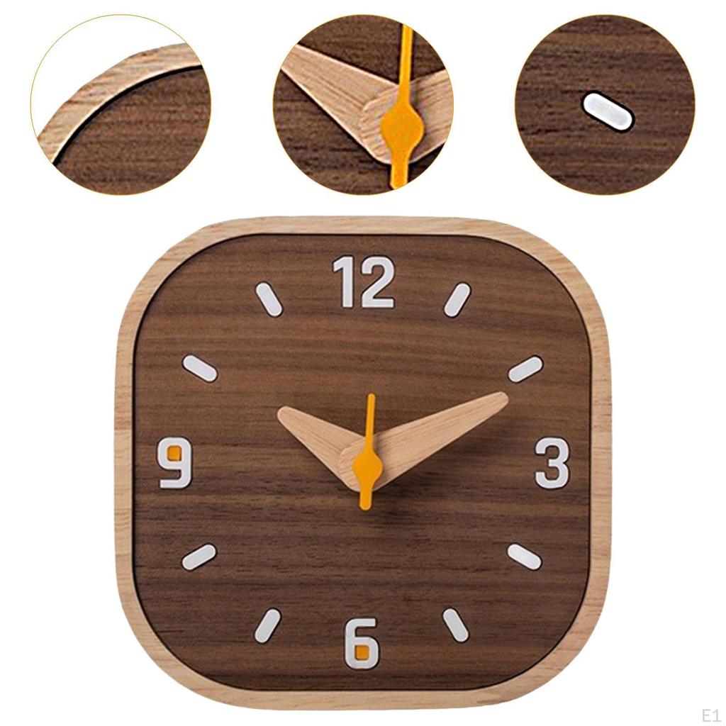 Деревянные аналоговые настольные часы квадратный стол 5.2x5.2x1 дюйм для книжной полки легкий