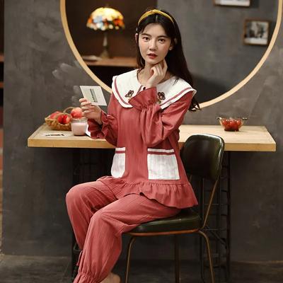 Комплект из чистого хлопка с длинными рукавами, свободного кроя, подходит для студентов и для ношения на улице. Большие размеры Осенне-зимняя хлопковая домашняя одежда