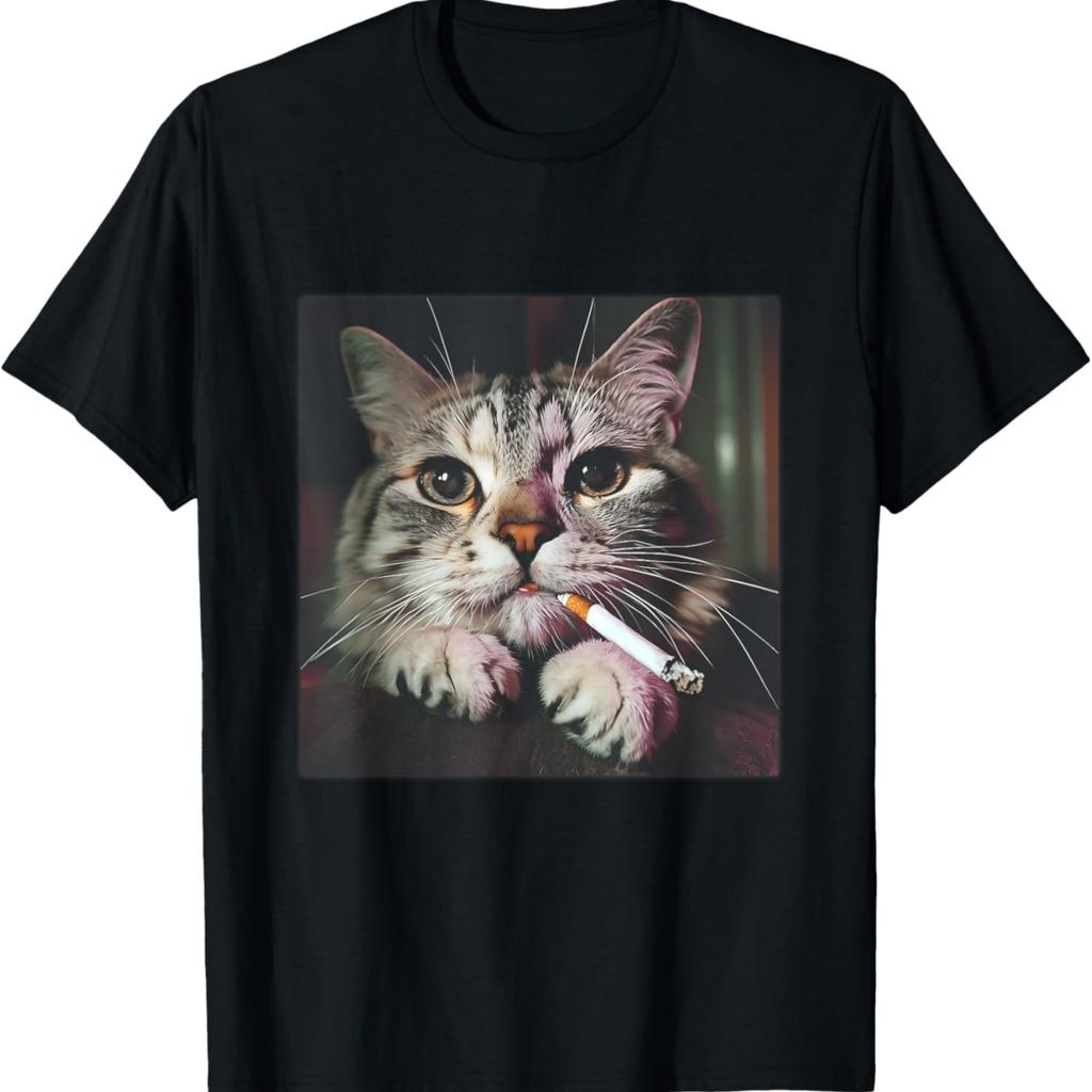 Кот-курильщик Gen Z Шутка Смешной Кот Курит Мем Футболка