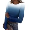 Women's Autumn And Winter Slim Bottom T-shirt Fashion Casual Gradient Printing Round Neck Pullover Long Sleeve Top