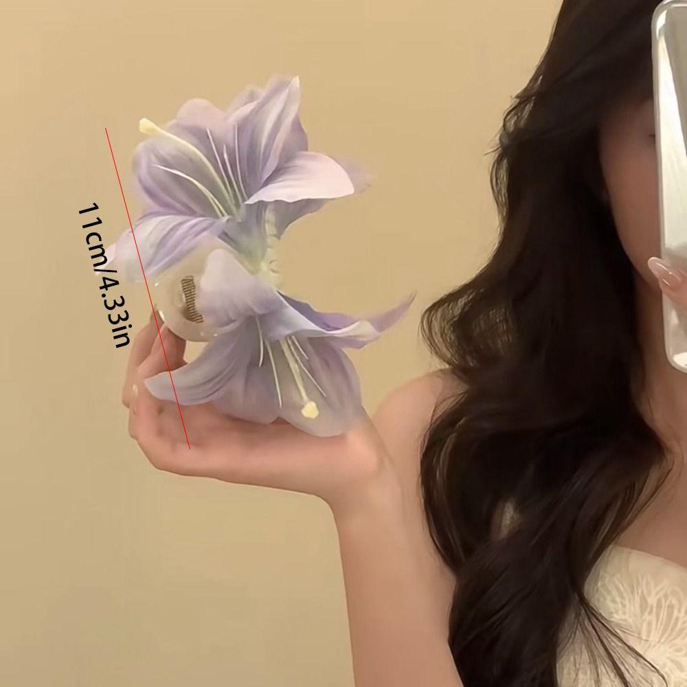 Bohemia Barrettes Lilium Flower Hair Claw Large Shark Clip Ponytail Clip Calla Hair Clip Headdress Cute Hairpin Big Hair Claw