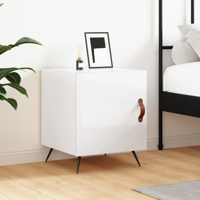 VidaXL Bedside Table High Gloss White 40x40x50 Cm Engineered Wood 827504