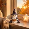 Whimsical Ghost Sculpture Lighted Figurine Resin Wizard Statue with LED Light Cute Indoor Halloween Accessories Reading Book Night Light for