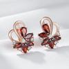 Уникальный дизайн Цвет розового золота Английские серьги для женщин Красные натуральные цирконы Аксессуары Этнические Свадебные Повседневные украшения