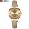 CURREN 9079 Женские ультратонкие часы с кожаным ремешком, римскими цифрами, маленьким циферблатом, водонепроницаемые.